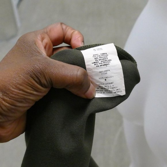 ABS Olive Green Padded & Peplum Dress size 6 - Picture 12 of 12